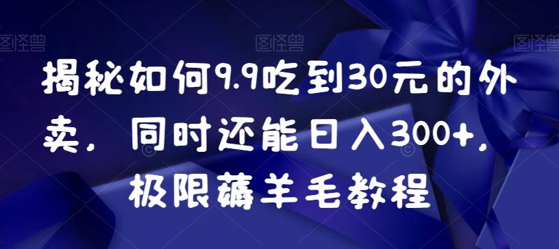 揭秘如何9.9吃到30元的外卖，同时还能日入300+，极限薅羊毛教程-皮皮网创