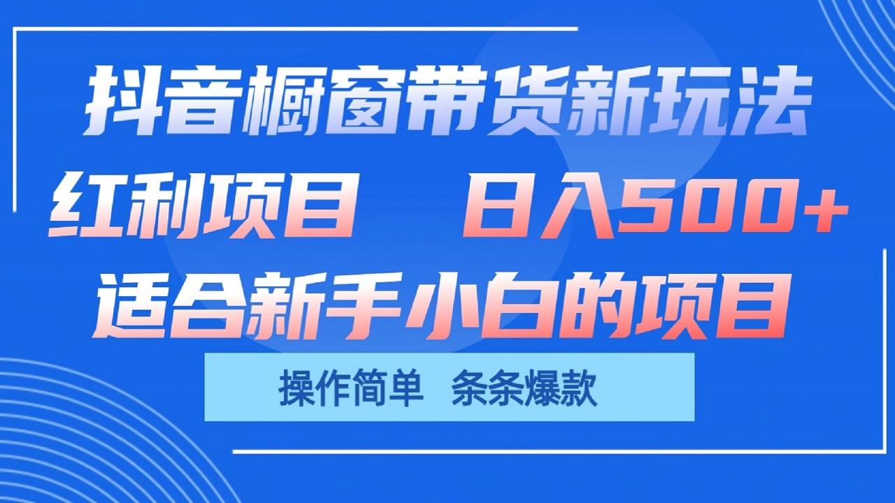 抖音橱窗带货新玩法，单日收益500+，操作简单，条条爆款-皮皮网创