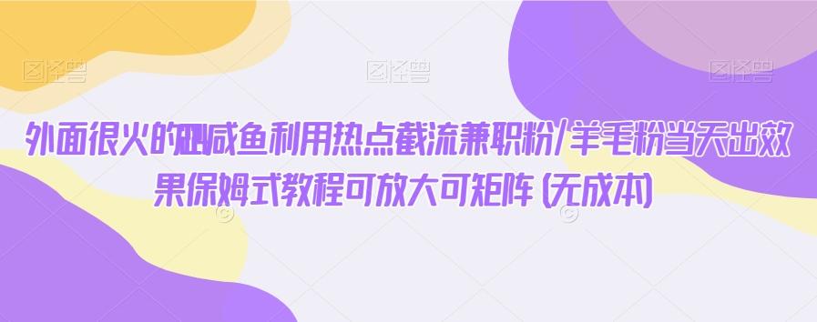 外面很火的2024咸鱼利用热点截流兼职粉/羊毛粉当天出效果保姆式教程可放大可矩阵(无成本)-皮皮网创