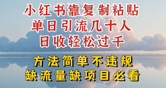 小红书靠复制粘贴单日引流几十人目收轻松过千，方法简单不违规【揭秘】-皮皮网创
