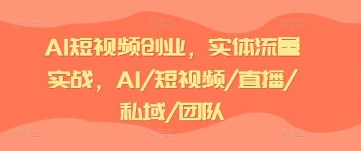 AI短视频创业，实体流量实战，AI/短视频/直播/私域/团队-皮皮网创