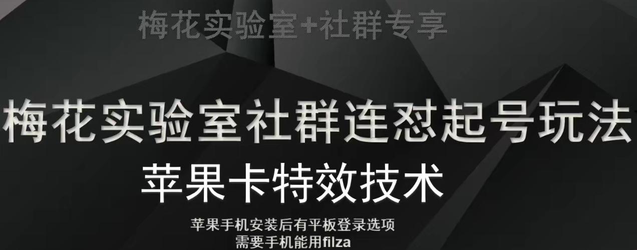 梅花实验室社群视频号连怼起号玩法，最新苹果卡特效技术-皮皮网创