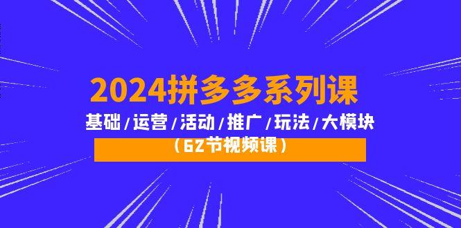 (10019期)2024拼多多系列课：基础/运营/活动/推广/玩法/大模块(62节视频课)-皮皮网创