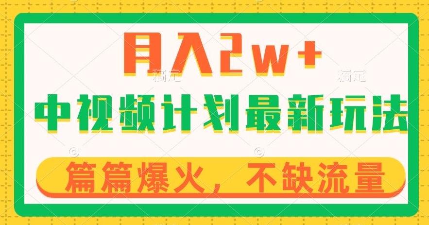 中视频计划全新玩法，月入2w+，收益稳定，几分钟一个作品，小白也可入局【揭秘】-皮皮网创