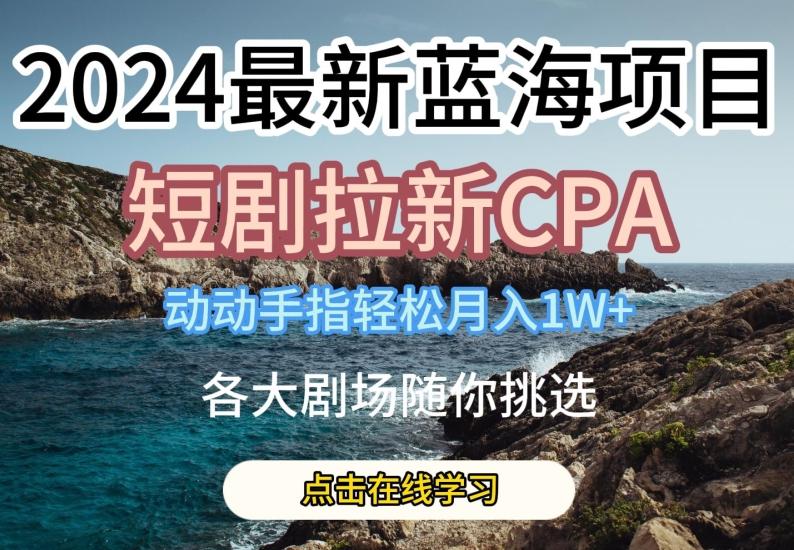 2024最新蓝海项日，短剧拉新CPA，动动手指轻松月入1W，全各大剧场随你挑选【揭秘】-皮皮网创