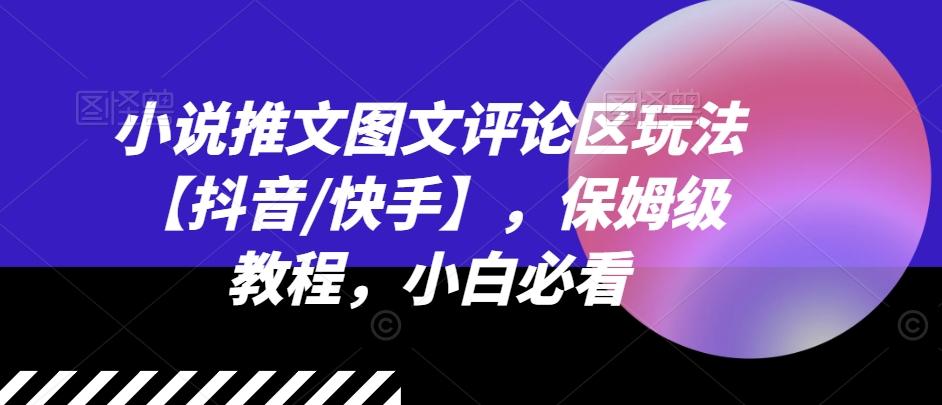 小说推文图文评论区玩法【抖音/快手】，保姆级教程，小白必看-皮皮网创