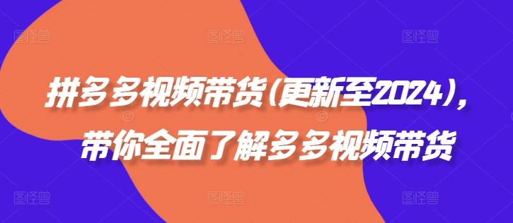 拼多多视频带货(更新至2024)，带你全面了解多多视频带货-皮皮网创