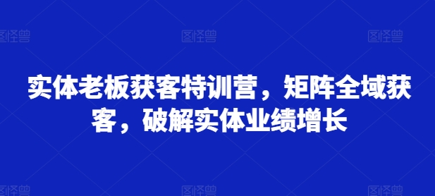实体老板获客特训营，矩阵全域获客，破解实体业绩增长-皮皮网创