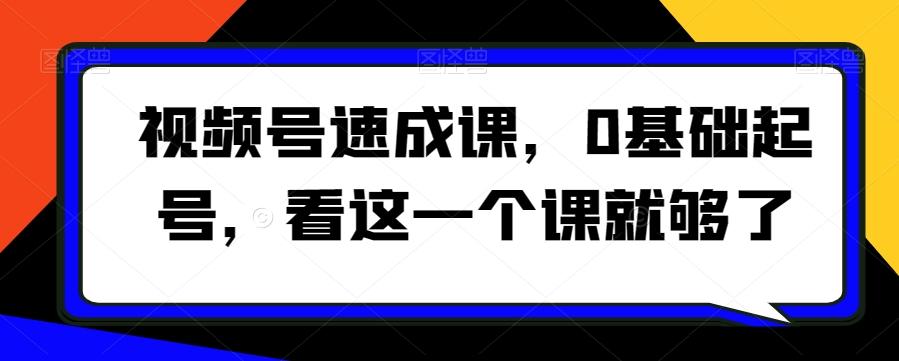 视频号速成课，​0基础起号，看这一个课就够了-皮皮网创