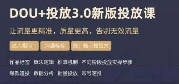 dou+豆荚投放实操课3.0新版，让流量更精准，质量更高，告别无效流量-皮皮网创