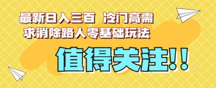 最新日入三百，冷门高需求消除路人零基础玩法【揭秘】-皮皮网创