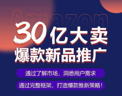 亚马逊·30亿大卖爆款新品推广，可复制、全程案例实操的爆款推新SOP-皮皮网创