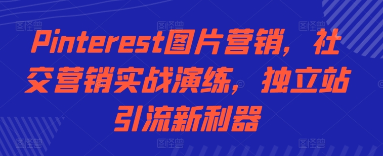 Pinterest图片营销，社交营销实战演练，独立站引流新利器-皮皮网创