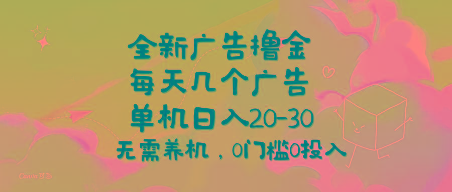 全新广告撸金，每天几个广告，单机日入20-30无需养机，0门槛0投入-皮皮网创