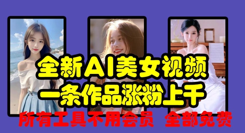 全新AI美女视频，一条作品涨粉上千，所有工具不用会员，全部免费-皮皮网创