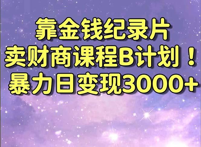 靠金钱纪录片卖财商课程B计划！暴力日变现3000+，喂饭式干货教程！-皮皮网创