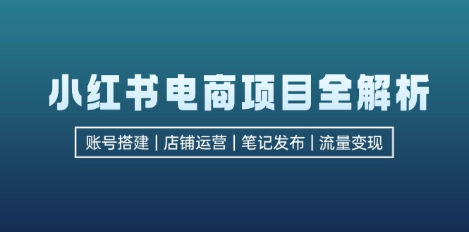 小红书电商项目全解析，包括账号搭建、店铺运营、笔记发布  实现流量变现-皮皮网创