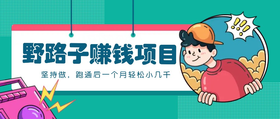 一个人就能操作的野路子赚钱项目，零成本零门槛坚持做，跑通后一个月小几千！-皮皮网创