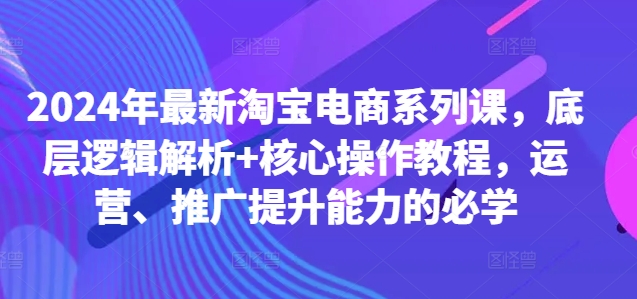 2024年最新淘宝电商系列课，底层逻辑解析+核心操作教程，运营、推广提升能力的必学-皮皮网创
