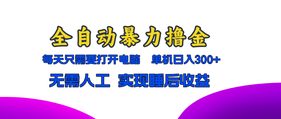 全自动暴力撸金，只需要打开电脑，单机日入300+无需人工，实现睡后收益-皮皮网创