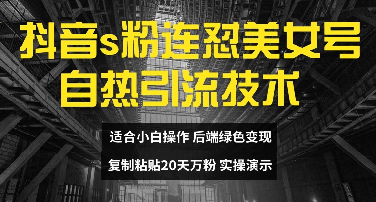 抖音s粉连怼美女号自热引流技术复制粘贴，20天万粉账号，无需实名制，矩阵操作【揭秘】-皮皮网创