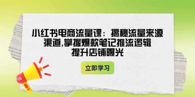 图片[1]-小红书电商流量课：揭秘流量来源渠道,掌握爆款笔记推流逻辑,提升店铺曝光-皮皮网创