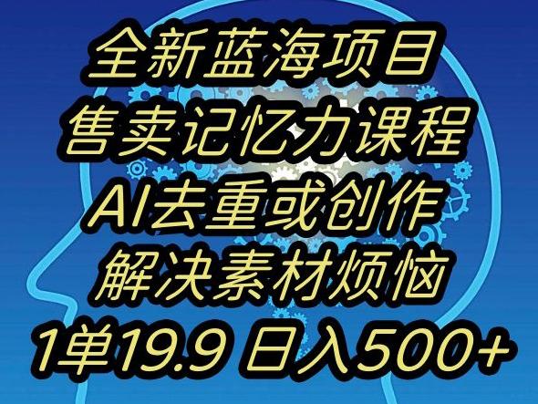 蓝海项目记忆力提升，AI去重，一单19.9日入500+【揭秘】-皮皮网创