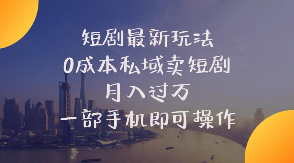 短剧最新玩法    0成本私域卖短剧     月入过万     一部手机即可操作-皮皮网创