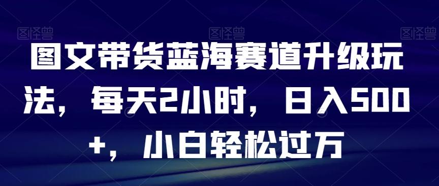 图文带货蓝海赛道升级玩法，每天2小时，日入500+，小白轻松过万-皮皮网创