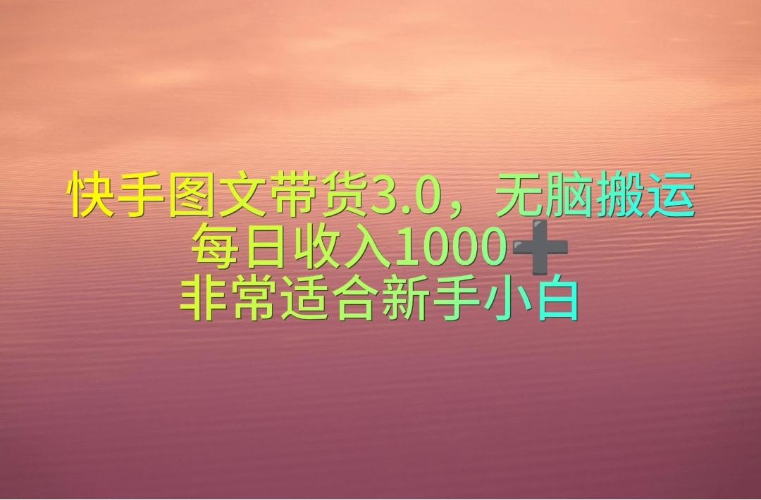 快手图文带货3.0，无脑搬运，每日收入1000＋，非常适合新手小白-皮皮网创