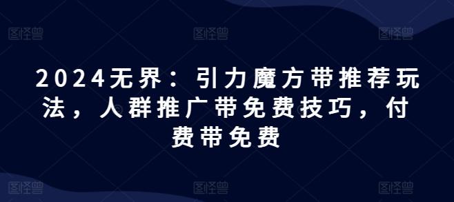 2024无界：引力魔方带推荐玩法，人群推广带免费技巧，付费带免费-皮皮网创
