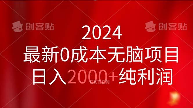 2024最新0成本无脑项目，日入2000+纯利润-皮皮网创