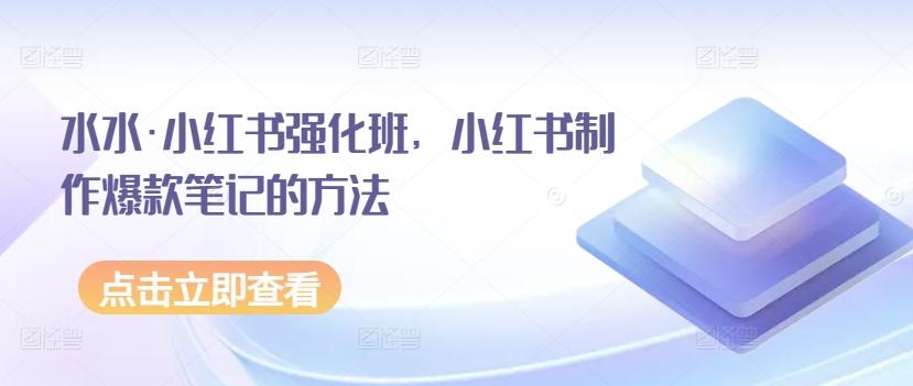 水水·小红书强化班，小红书制作爆款笔记的方法-皮皮网创