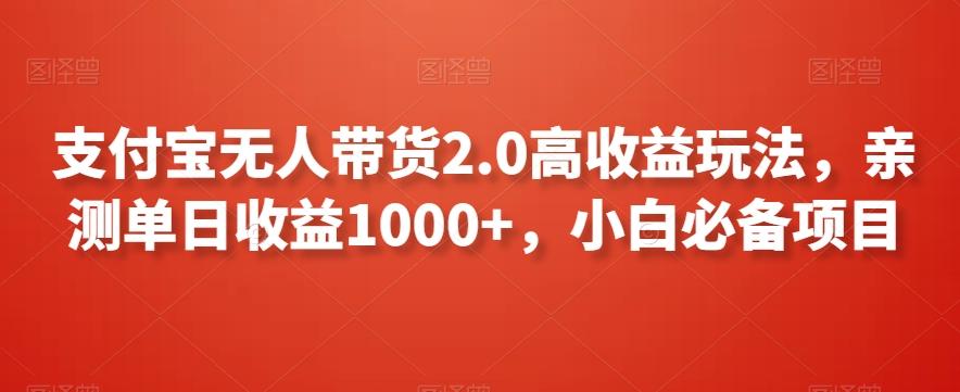 支付宝无人带货2.0高收益玩法，亲测单日收益1000+，小白必备项目【揭秘】-皮皮网创