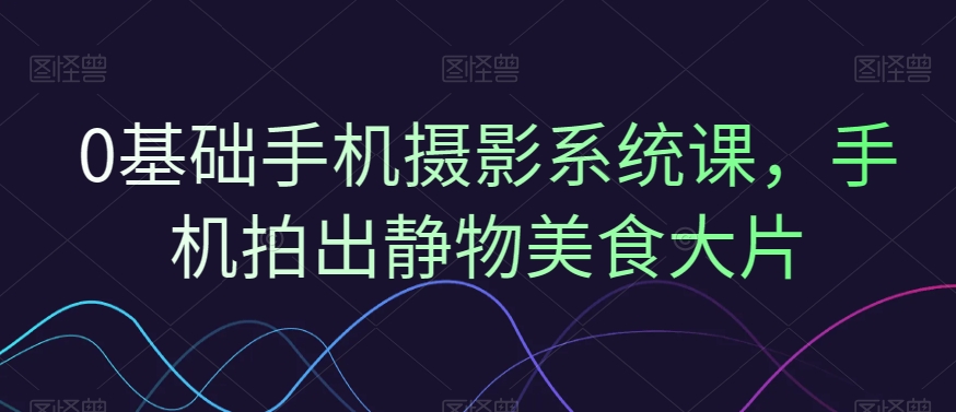 0基础手机摄影系统课，手机拍出静物美食大片-皮皮网创