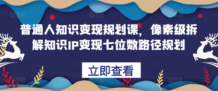普通人知识变现规划课，像素级拆解知识IP变现七位数路径规划-皮皮网创