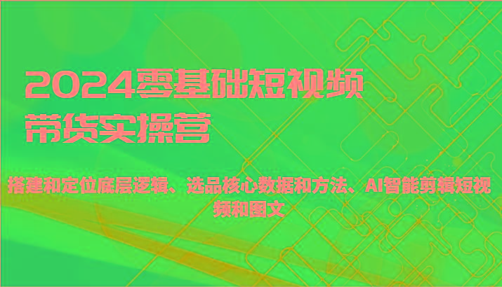 2024零基础短视频带货实操营-搭建和定位底层逻辑、选品核心数据和方法、AI智能剪辑-皮皮网创
