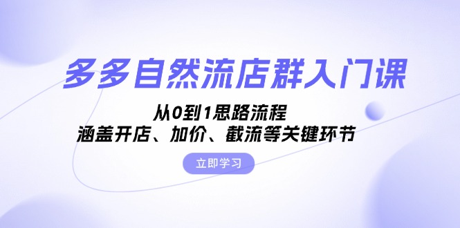 多多自然流店群入门课，从0到1思路流程，涵盖开店、加价、截流等关键环节-皮皮网创
