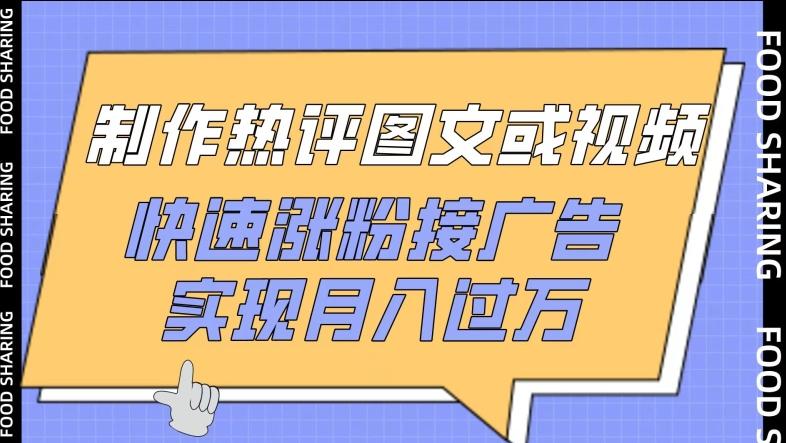 制作热评图文或视频，快速涨粉接广告，实现月入过万【揭秘】-皮皮网创