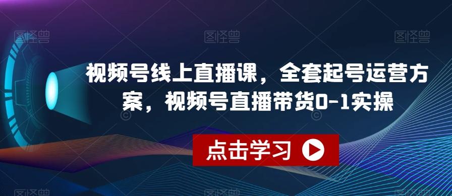 视频号线上直播课，全套起号运营方案，视频号直播带货0-1实操-皮皮网创