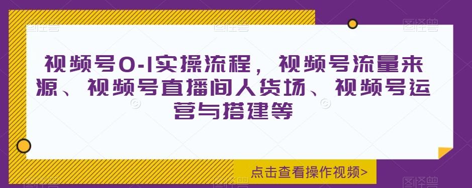视频号0-1实操流程，视频号流量来源、视频号直播间人货场、视频号运营与搭建等-皮皮网创