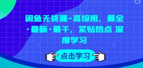 闲鱼无货源-高级班，最全·最新·最干，紧贴热点 深度学习-皮皮网创
