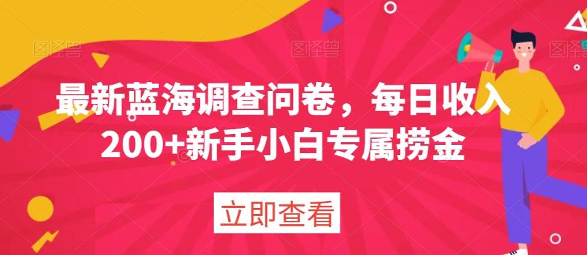 最新蓝海调查问卷，每日收入200+新手小白专属捞金-皮皮网创