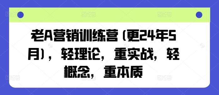 老A营销训练营(更24年6月)，轻理论，重实战，轻概念，重本质-皮皮网创