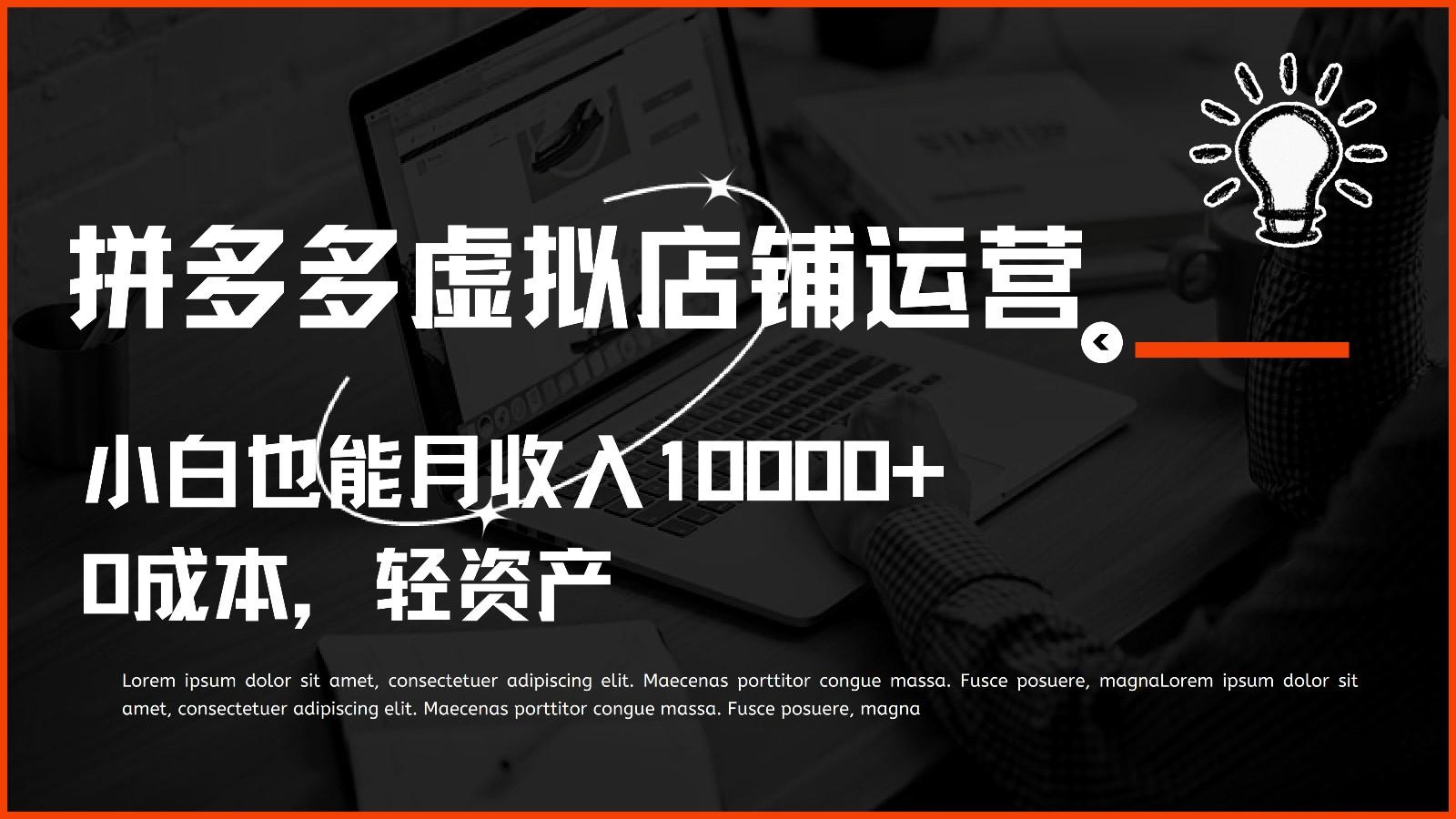 多多虚拟项目运营，0成本轻资产，小白也能月收入10000+-皮皮网创