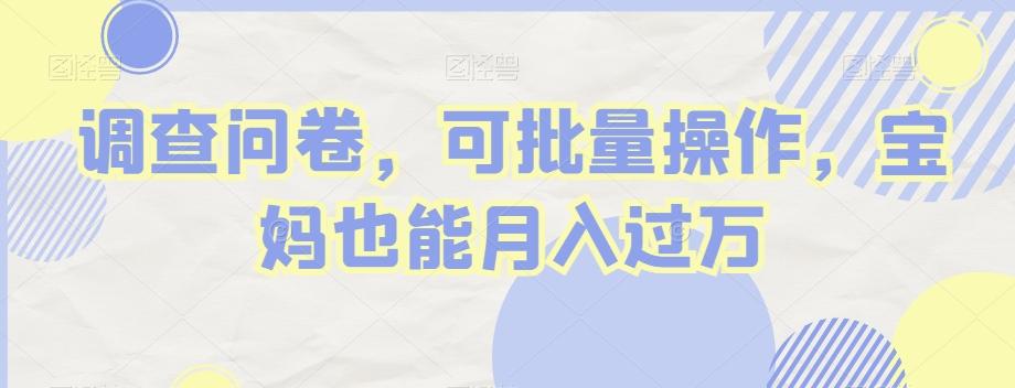 调查问卷，可批量操作，宝妈也能月入过万-皮皮网创