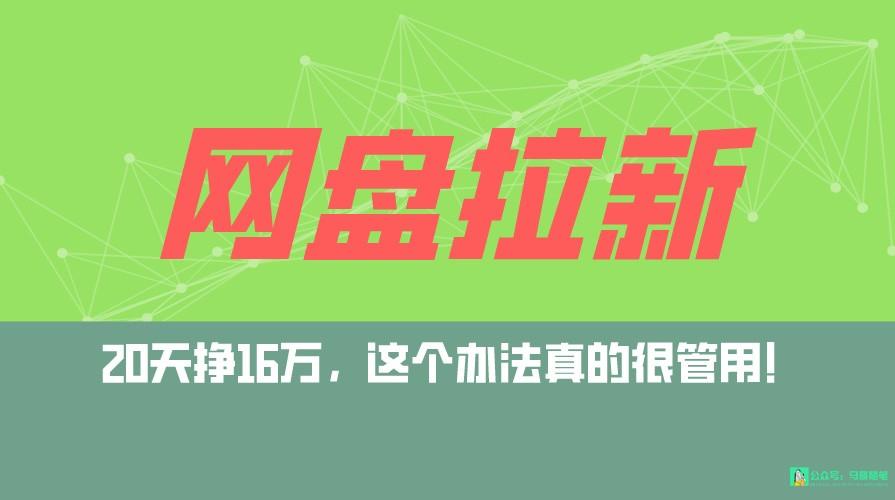 网盘拉新+私域全自动玩法，0粉起号，小白可做，当天见收益，已测单日破5000-皮皮网创