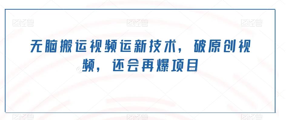 无脑搬运视频运新技术，破原创视频，还会再爆项目-皮皮网创