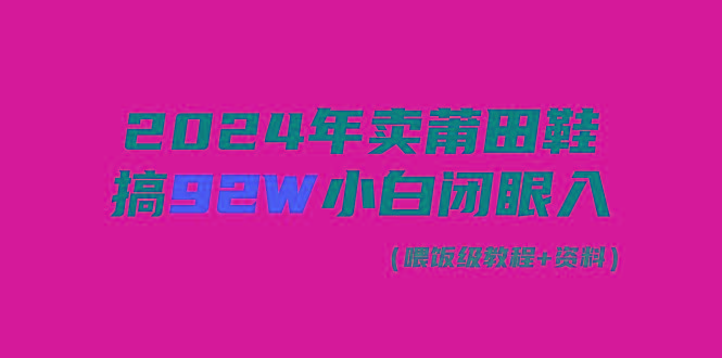 (9329期)2024年卖莆田鞋，搞了92W，小白闭眼操作！-皮皮网创