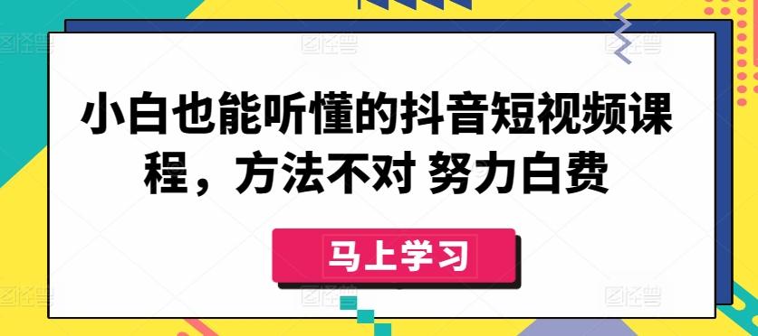 小白也能听懂的抖音短视频课程，方法不对 努力白费-皮皮网创